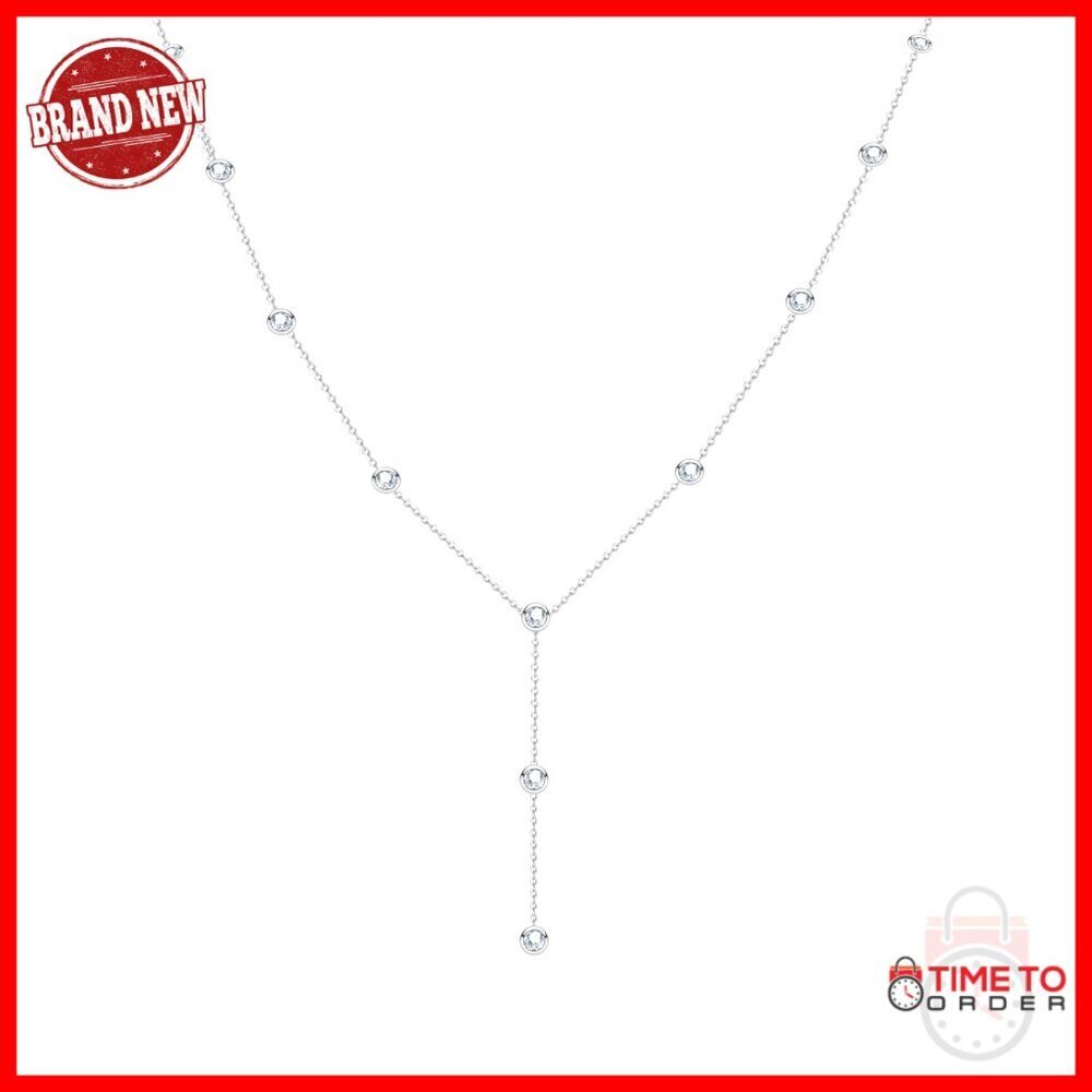 Sterling Silver Moissanite Pendant Necklace Adjustable Chain Certificate